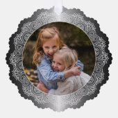 カスタムリースホワイトマンダラフェイクオンシルバー オーナメントカード (正面)