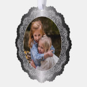 カスタムリースホワイトマンダラフェイクオンシルバー オーナメントカード (左)