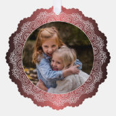 カスタムリースホワイトマンダラフェイクオンレッドメタル オーナメントカード (正面)