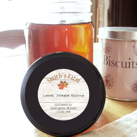 カスタムリーフ切り出しメープルシロップ丸ステッカー ラウンドシール