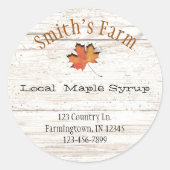 カスタムリーフ切り出しメープルシロップ丸ステッカー ラウンドシール (正面)