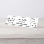 カスタムルイジアナ州USホームラインアート デスクネームプレート (正面)