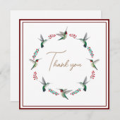 カスタムルビーの喉を通したハミングバードサンキューカード (正面/裏面)