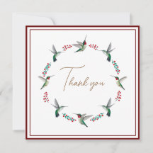 カスタムルビーの喉を通したハミングバードサンキューカード