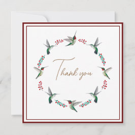 カスタムルビーの喉を通したハミングバードサンキューカード