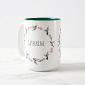 カスタムルビー喉のハミングバード ツートーンマグカップ (正面左)