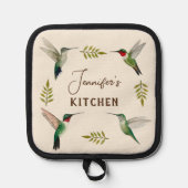 カスタムルビー喉のハミングバード 鍋敷き (正面)