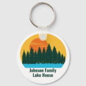 カスタムレイクハウスファミリートリップキュートサンセット キーホルダー (正面)