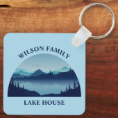 カスタムレイクハウスファミリーホームブルー キーホルダー (裏面)