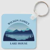 カスタムレイクハウスファミリーホームブルー キーホルダー (裏面)