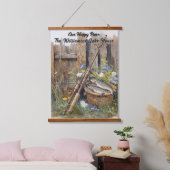 カスタムレイク素朴ハウス魚釣りキャビン 吊り下げ型タペストリー (寝室)