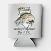 カスタムレイク&デイトイリノイWalleye Opener Light 缶クーラー (正面)