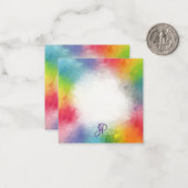 カスタムレインボカラー書付モノグラムの ノートカード (正面/裏面インサイチュ)