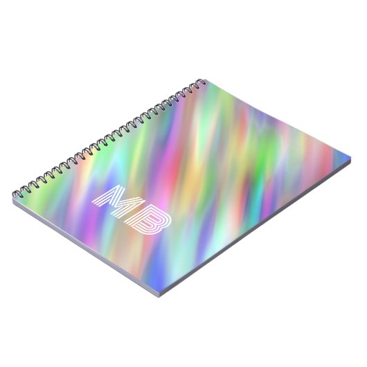 カスタムレインボーカラーストライプの絞り染めアートパターン ノートブック (左側)