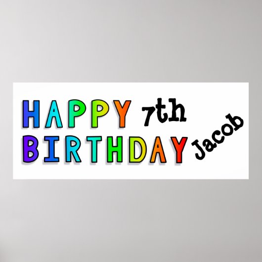 カスタムレインボーカラーハッピーバースデー ポスター (正面)