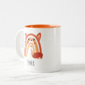 カスタムレインボーキツネマグと名前 ツートーンマグカップ (正面左)
