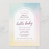 カスタムレインボーフェアリーグラデーションボホアーチベイビーシャワー 招待状 (正面)