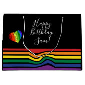 カスタムレインボープライドハート抱き枕 ラージペーパーバッグ (正面)