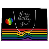 カスタムレインボープライドハート抱き枕 ラージペーパーバッグ (裏面)