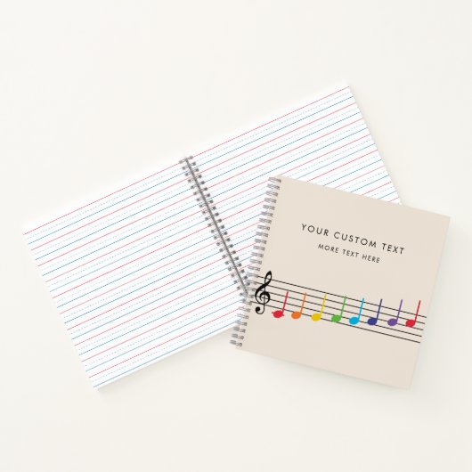 カスタムレインボーミュージックノート先生エレガント ノートブック (内部)