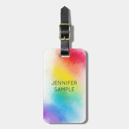 カスタムレインボーモダンエレガントテンプレート ラゲッジタグ (正面縦)