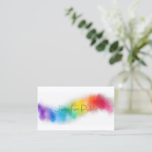 カスタムレインボーモダンエレガントテンプレート 名刺 (スタンド正面)