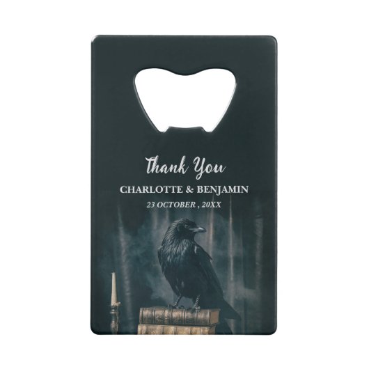 カスタムレイヴンハロウィーン結婚式の引き出物 クレジットカード栓抜き (正面)