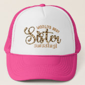 カスタムレオパード文字ワードの姉妹最高の驚くべき キャップ (正面)