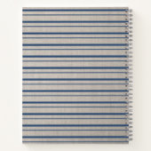 カスタムレシピブック ベージュ リネン ネイビーブルー ストライプ ノートブック (裏面)