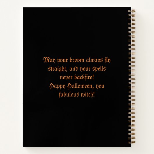 カスタムレシピモダンブックキュートウィッチハットハロウィーン ノートブック (裏面)