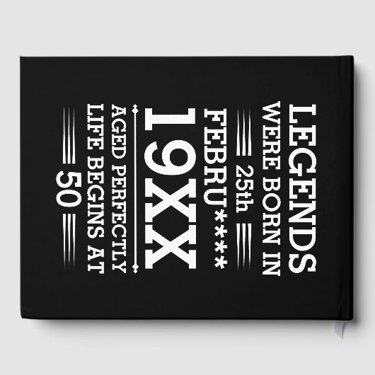 カスタムレジェン生まれトが日付月年の年齢にあった ゲストブック (裏面)