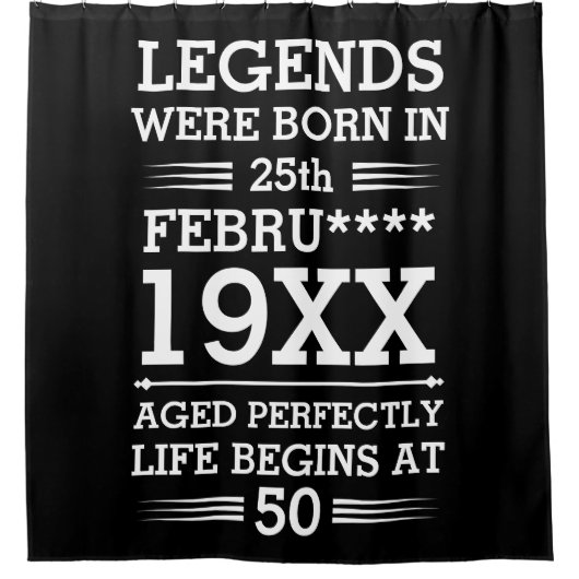 カスタムレジェン生まれトが日付月年の年齢にあった シャワーカーテン (正面)