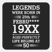 カスタムレジェン生まれトが日付月年の年齢にあった スクエアシール (正面)