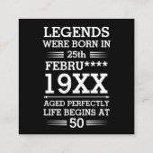 カスタムレジェン生まれトが日付月年の年齢にあった スクエア名刺 (裏面)