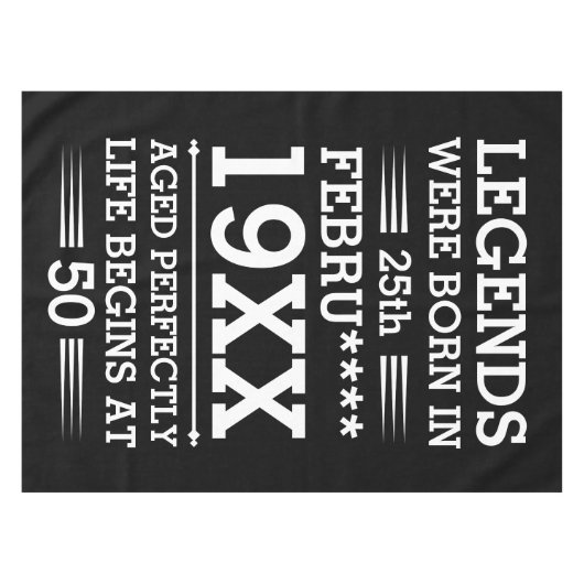 カスタムレジェン生まれトが日付月年の年齢にあった テーブルクロス (正面(横))