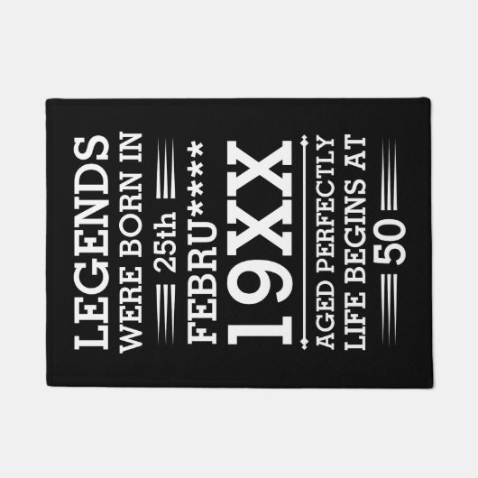 カスタムレジェン生まれトが日付月年の年齢にあった ドアマット (正面)