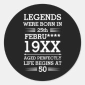 カスタムレジェン生まれトが日付月年の年齢にあった ラウンドシール (正面)