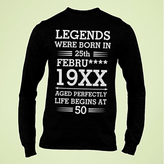 カスタムレジェン生まれトが日付月年の年齢にあった Tシャツ