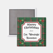 カスタムレストランクリスマスグリーンプレイド マグネット (正面/裏面)