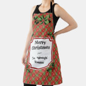 カスタムレストランクリスマスレッドプレイド エプロン (インサイチュ)