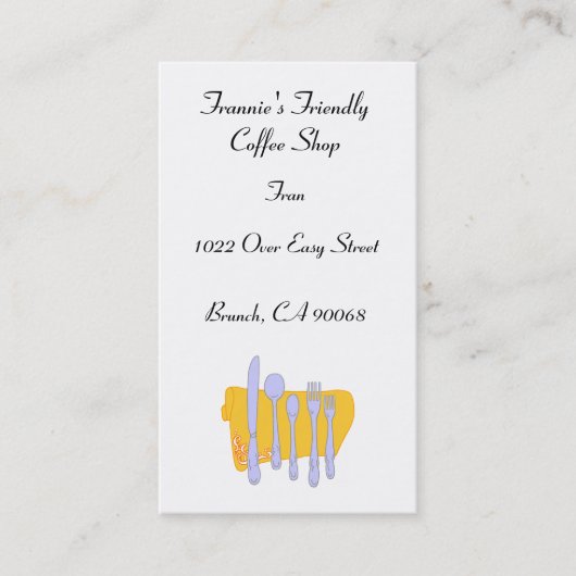 カスタムレストランディナーウェアビジネスカードテンプレート 名刺 (正面)