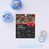 カスタムレストランメニュー | 黒のモダン写真メニュー チラシ (シングル)
