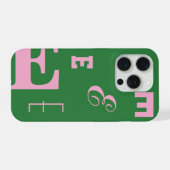 カスタムレター、カラーポップモノグラム、グリーン&ピンク iPhoneケース (裏面横)