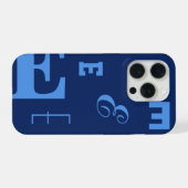 カスタムレター、カラーポップモノグラム、ネイビー&ブルー iPhoneケース (裏面横)