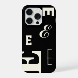 カスタムレター、カラーポップモノグラム ブラック&クリーム iPhone 15 PROケース