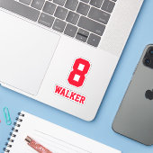 カスタムレッドの名前とナンバー プレイヤー シール (ノートパソコンとiPhone)