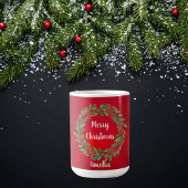 カスタムレッドクリスマスグリーンリース コーヒーマグカップ