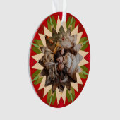 カスタムレッドグリーンクリスマススター写真ギフトツリー オーナメント (正面)