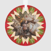 カスタムレッドグリーンクリスマススター写真ギフトツリー オーナメント (裏面)