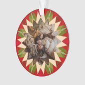 カスタムレッドグリーンクリスマススター写真ギフトツリー オーナメント (正面)